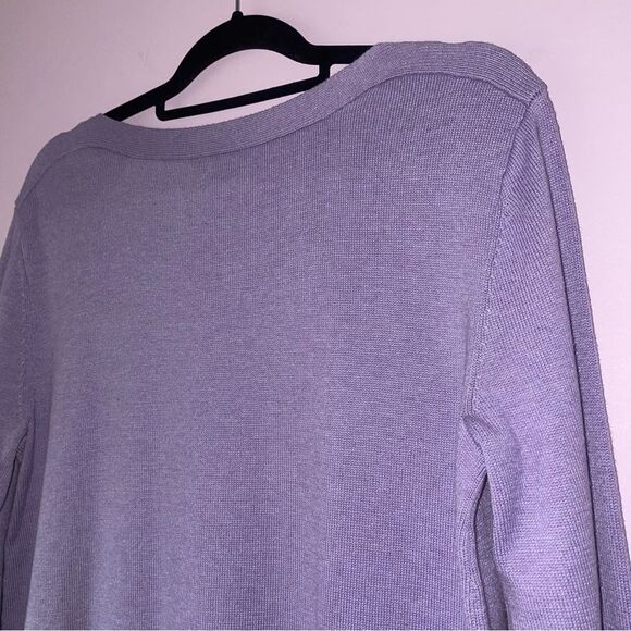 J Jill Size M Merino Wool Knit Tunic Sweater Top Pastel Purple Pockets - Picture 7 of 8